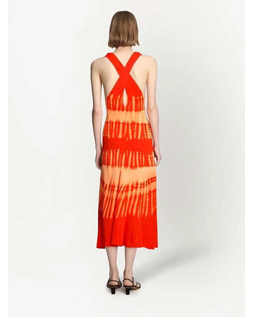Proenza Schouler Red Robe En Maille À Imprimé Tie-Dye