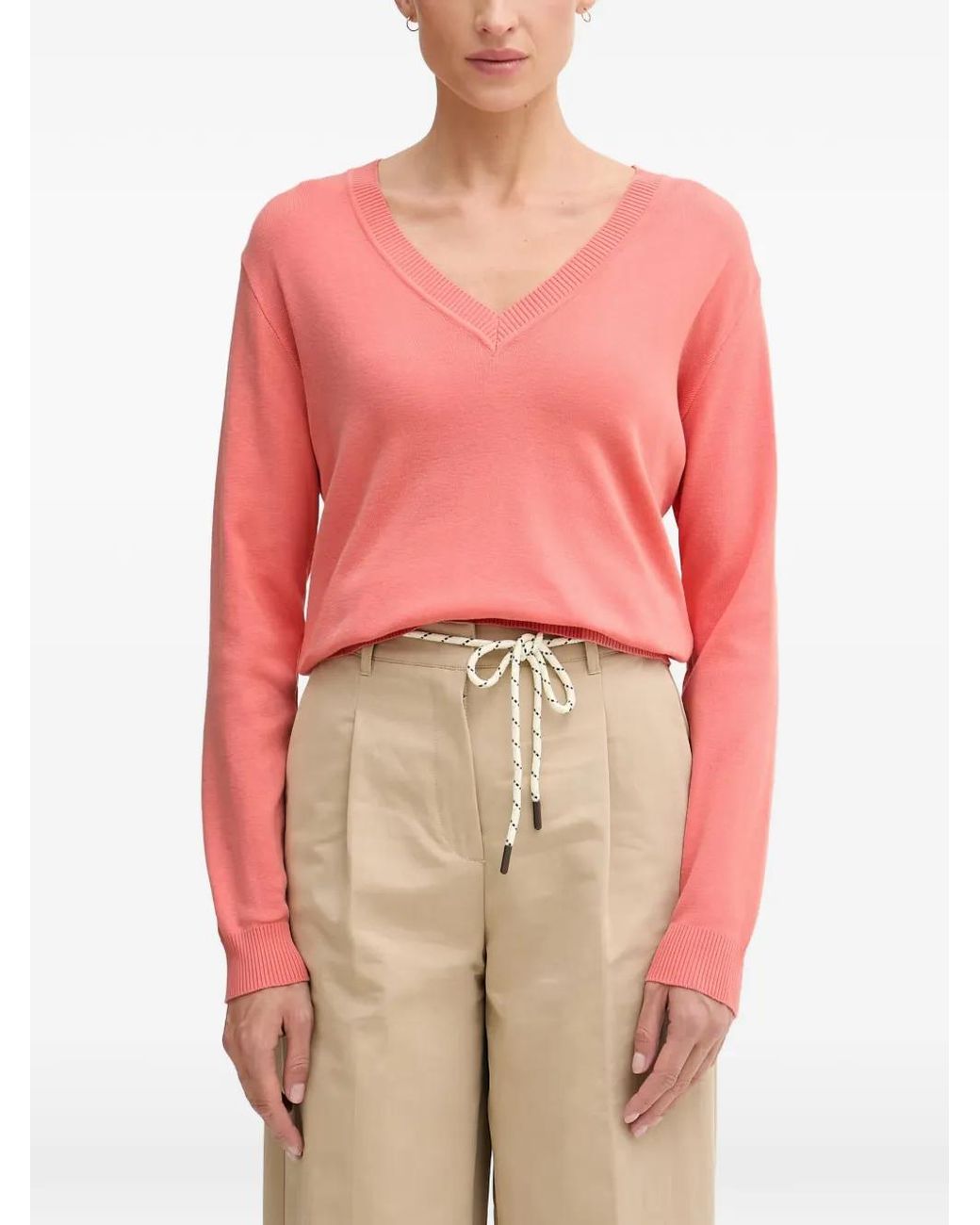 Benetton Red V-Neck Sweater