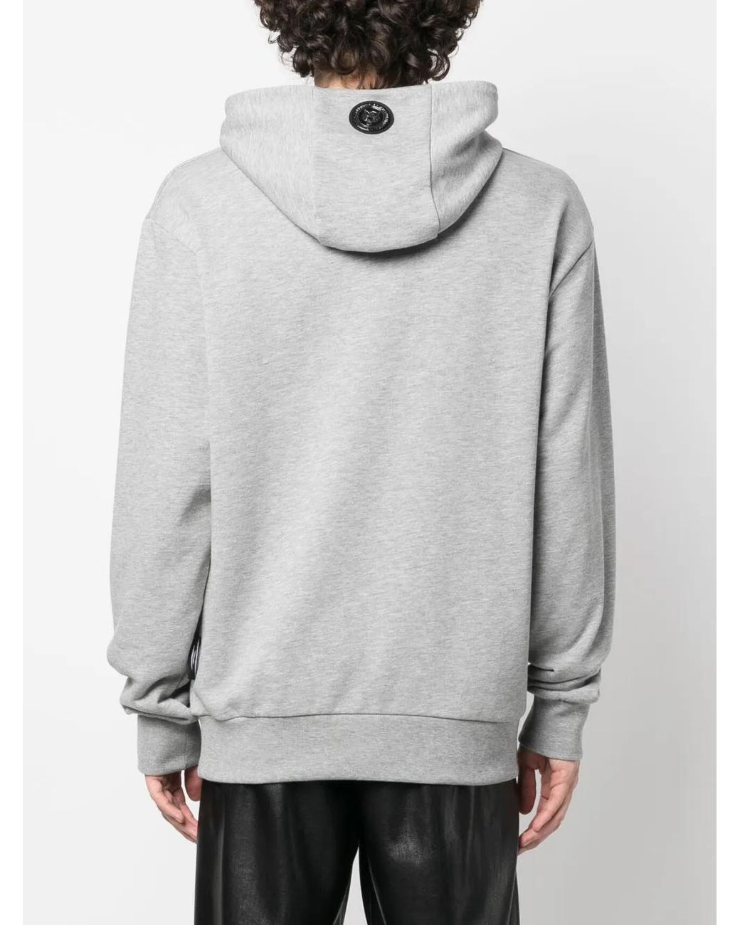 Philipp Plein Gray Tiger-Print Cotton Hoodie for men