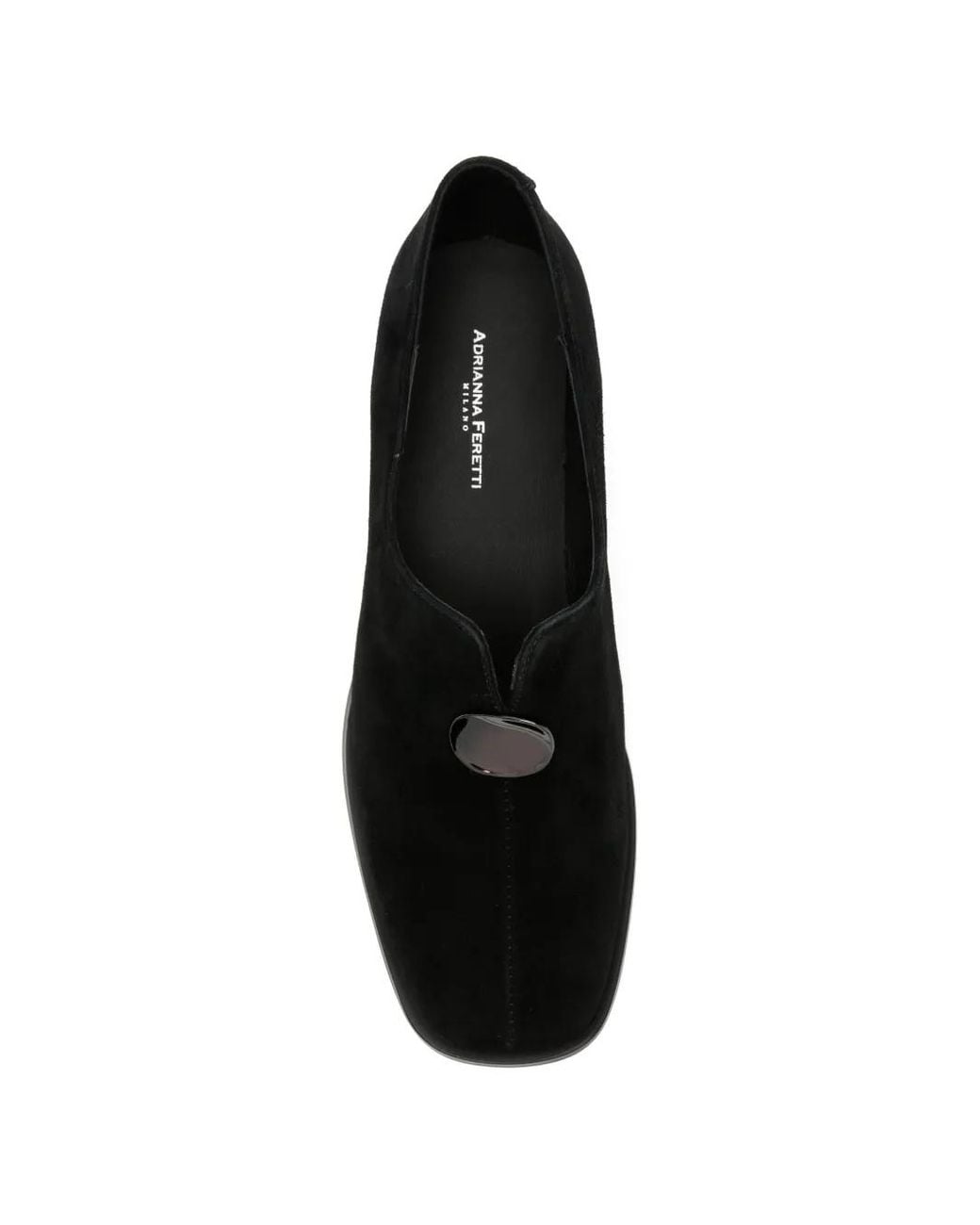 ADRIANNA FERETTI Black Plaque-Detail Loafers
