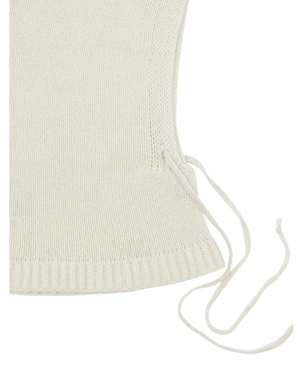 VIETTI MERCHANDISE White Drawstring Cashmere Balaclava