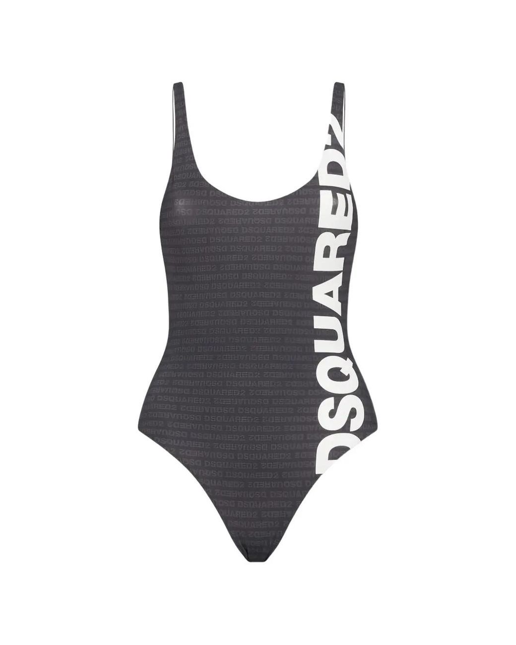 DSquared² Black Logo One-Piece Swimsuit