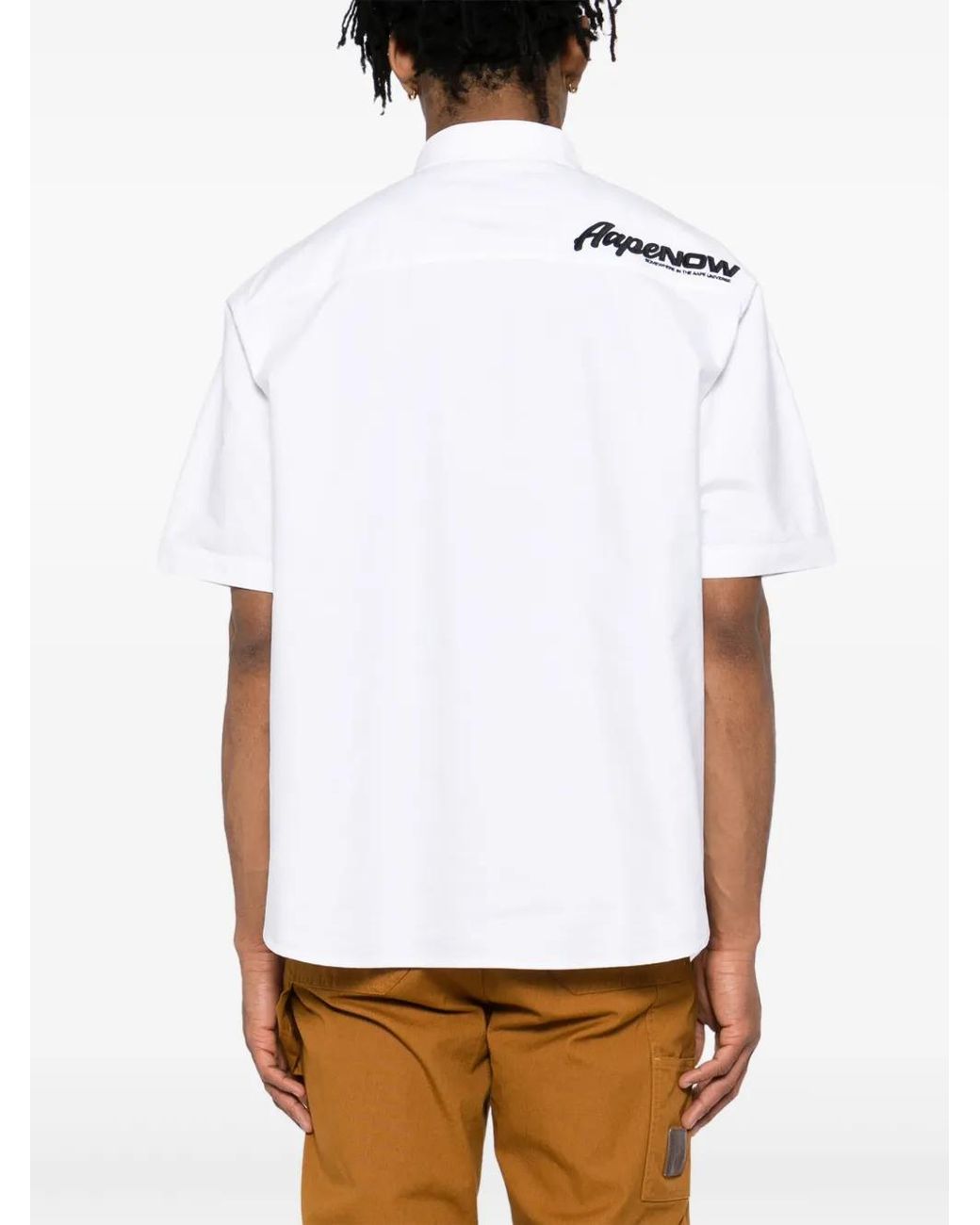 Aape By A Bathing Ape White Aapenow Moonface-Logo Shirt for men
