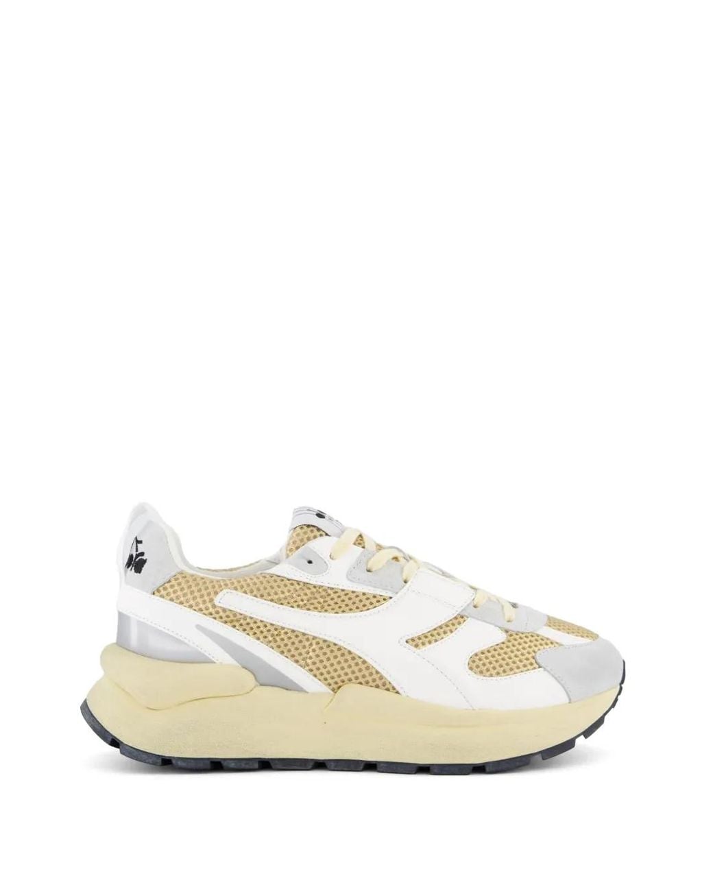 Diadora White Mercury Elite Mesh-Panels Low-Top Sneakers