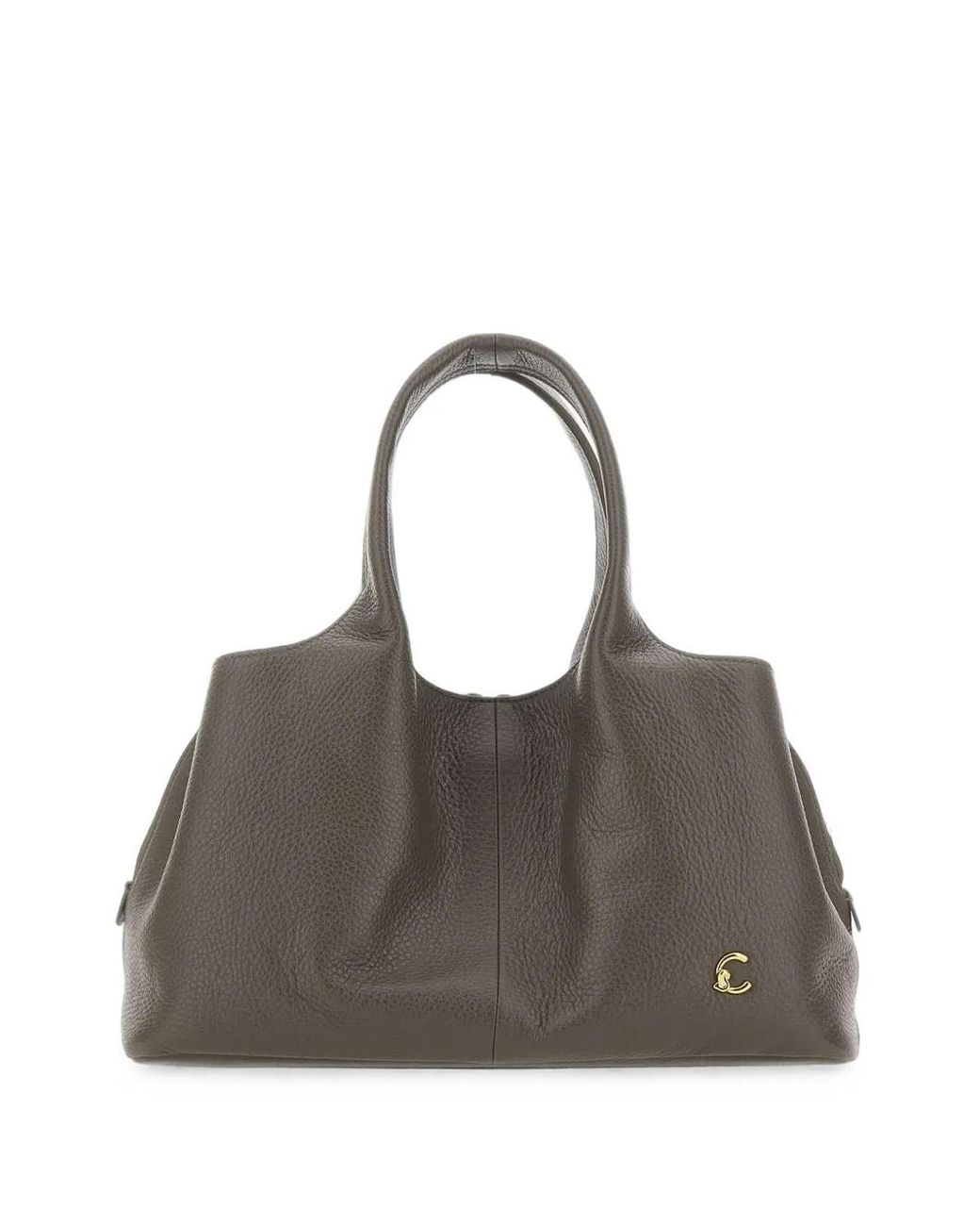 Coccinelle Gray Nell Medium Tumbled Leather Tote Bag