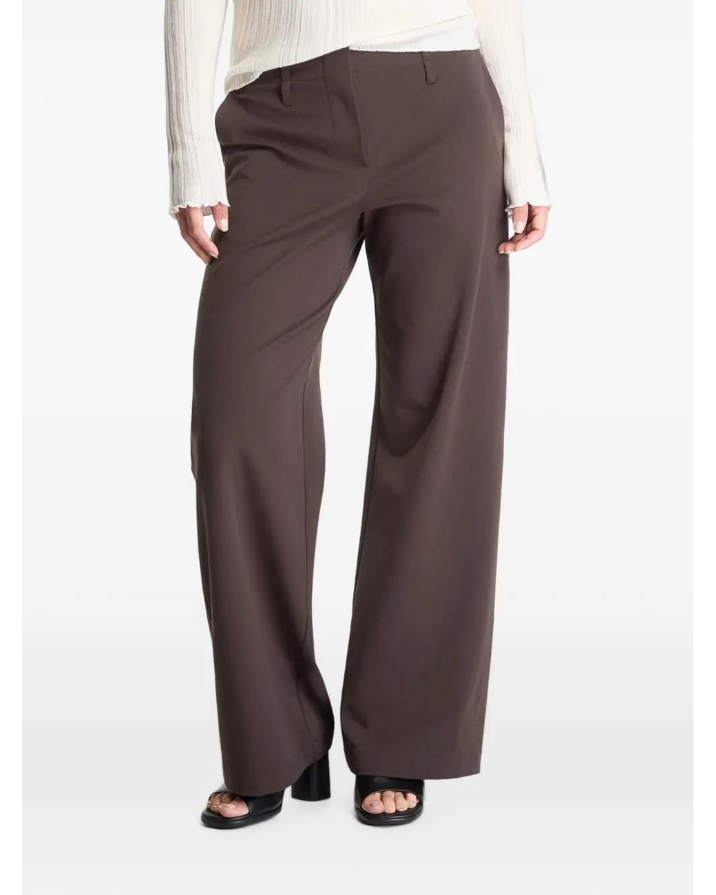 Samsøe & Samsøe Gray Belt-Loop Wide-Leg Trousers