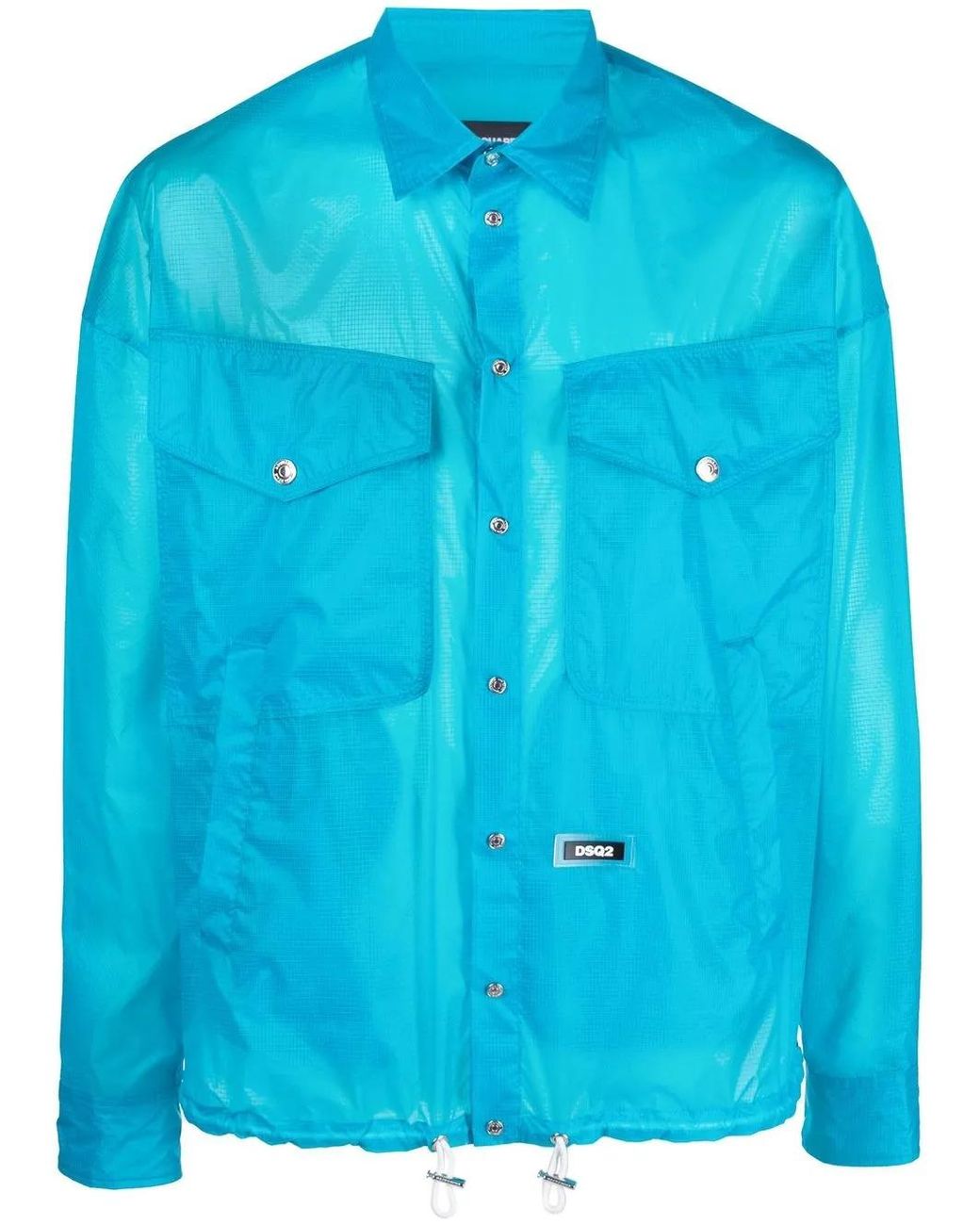 DSquared² Blue Logo-Patch Shirt Jacket for men