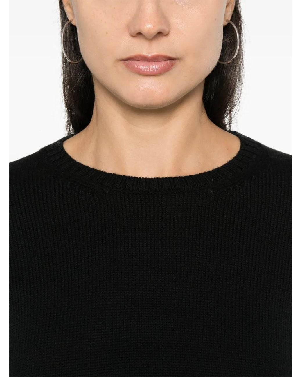 Blanca Vita Black Ribbed-Knit Sweater