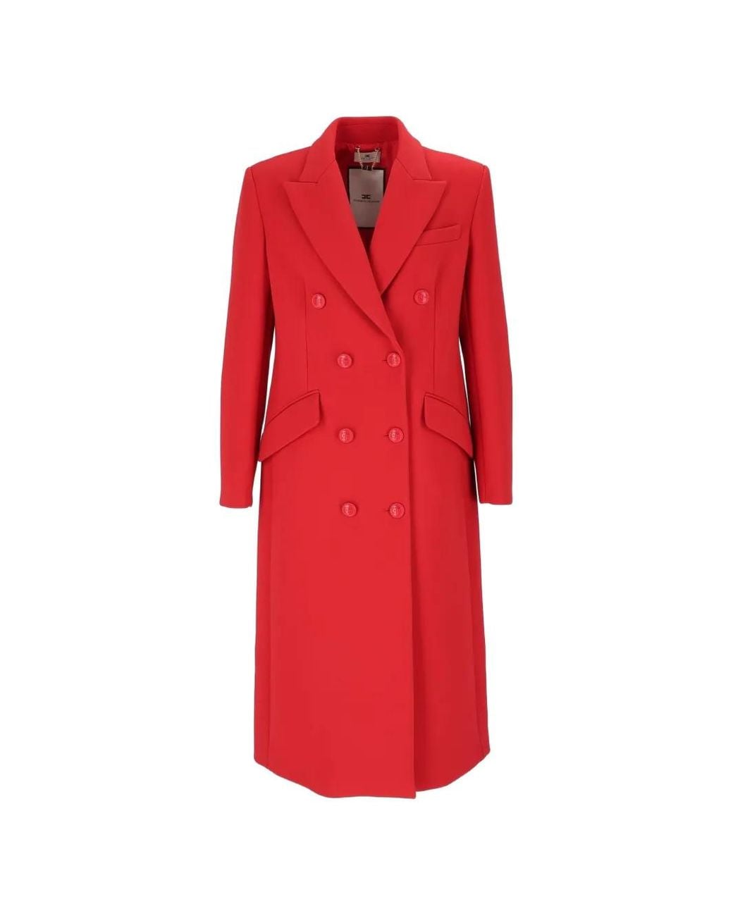 Elisabetta Franchi Red Manteau Croisé À Revers Pointus