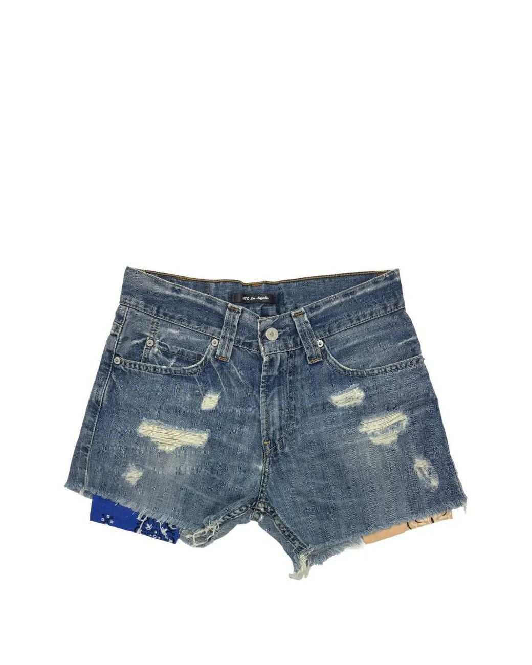 HTC Blue Distressed Bandana-Insert Shorts