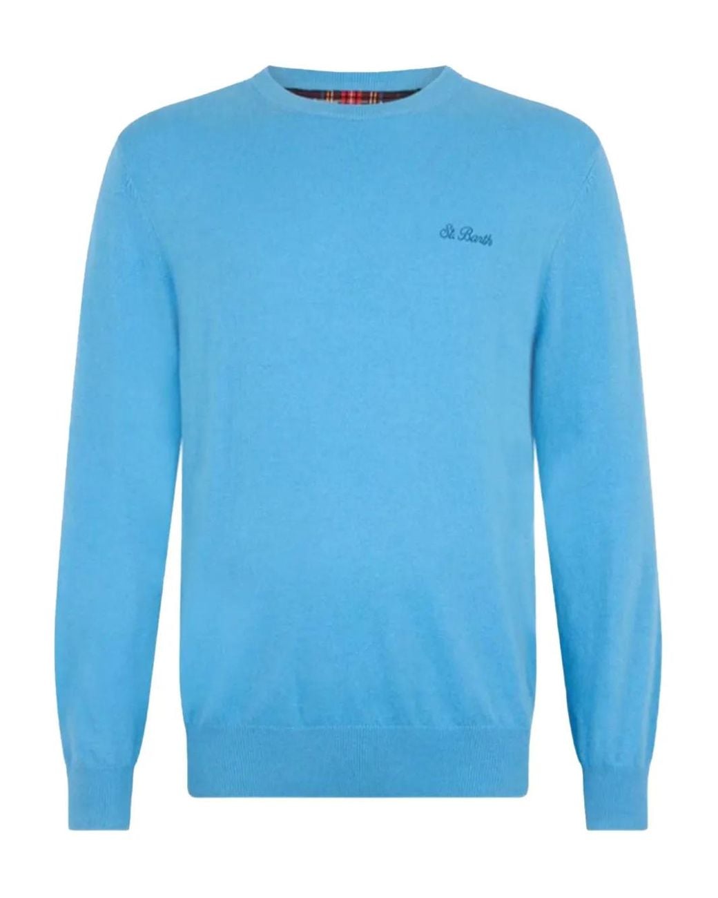Mc2 Saint Barth Blue Embroidered-Logo Crew-Neck Jumper for men