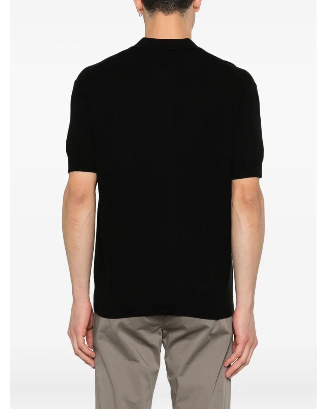 Paolo Pecora Black Buttoned Short-Sleeve Polo Shirt for men