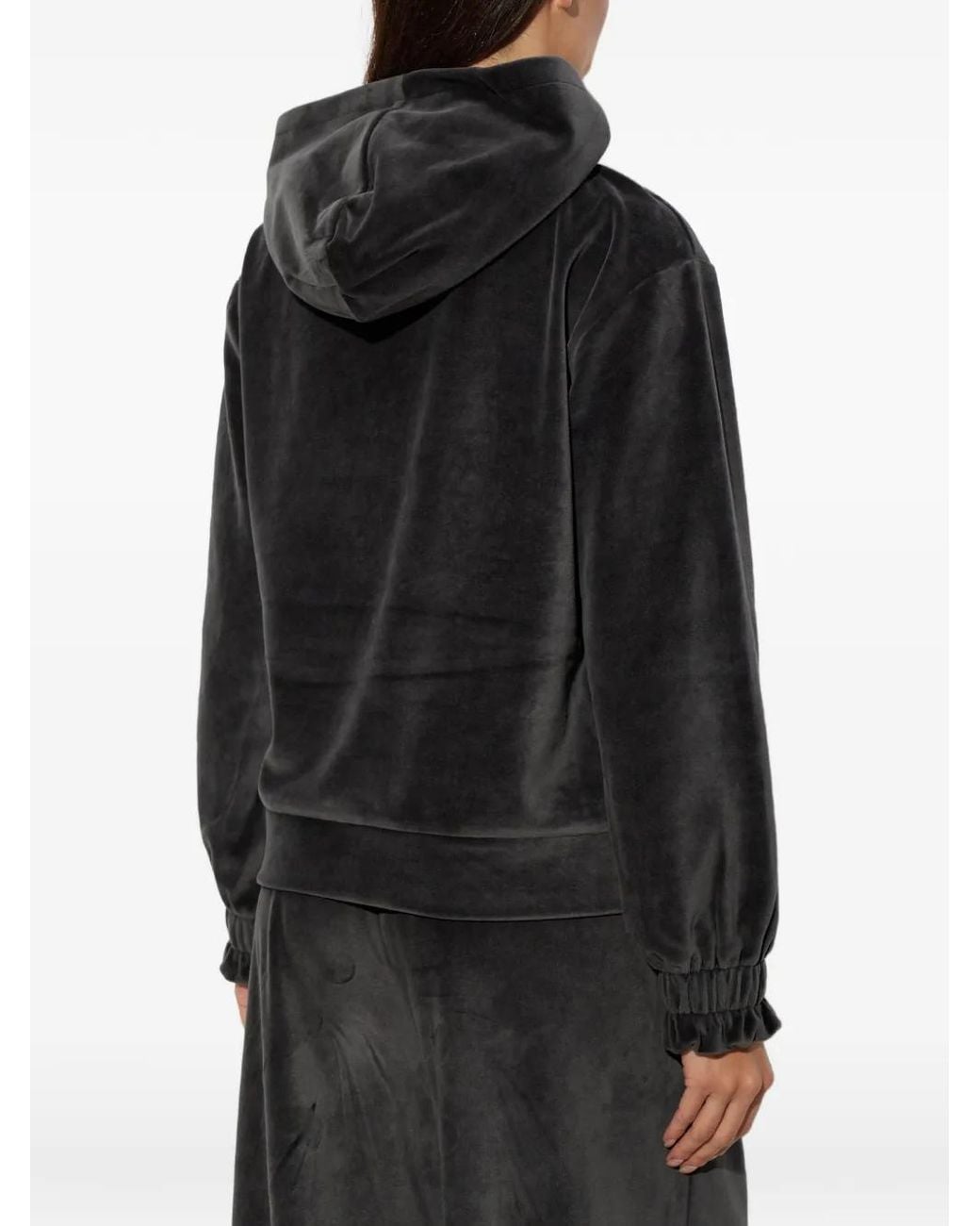 EA7 Black Velvet Zip-Up Hoodie