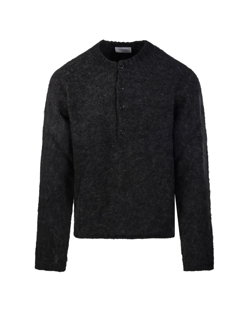 Diana Studio Black Button-Fastening Brushed Sweater for men