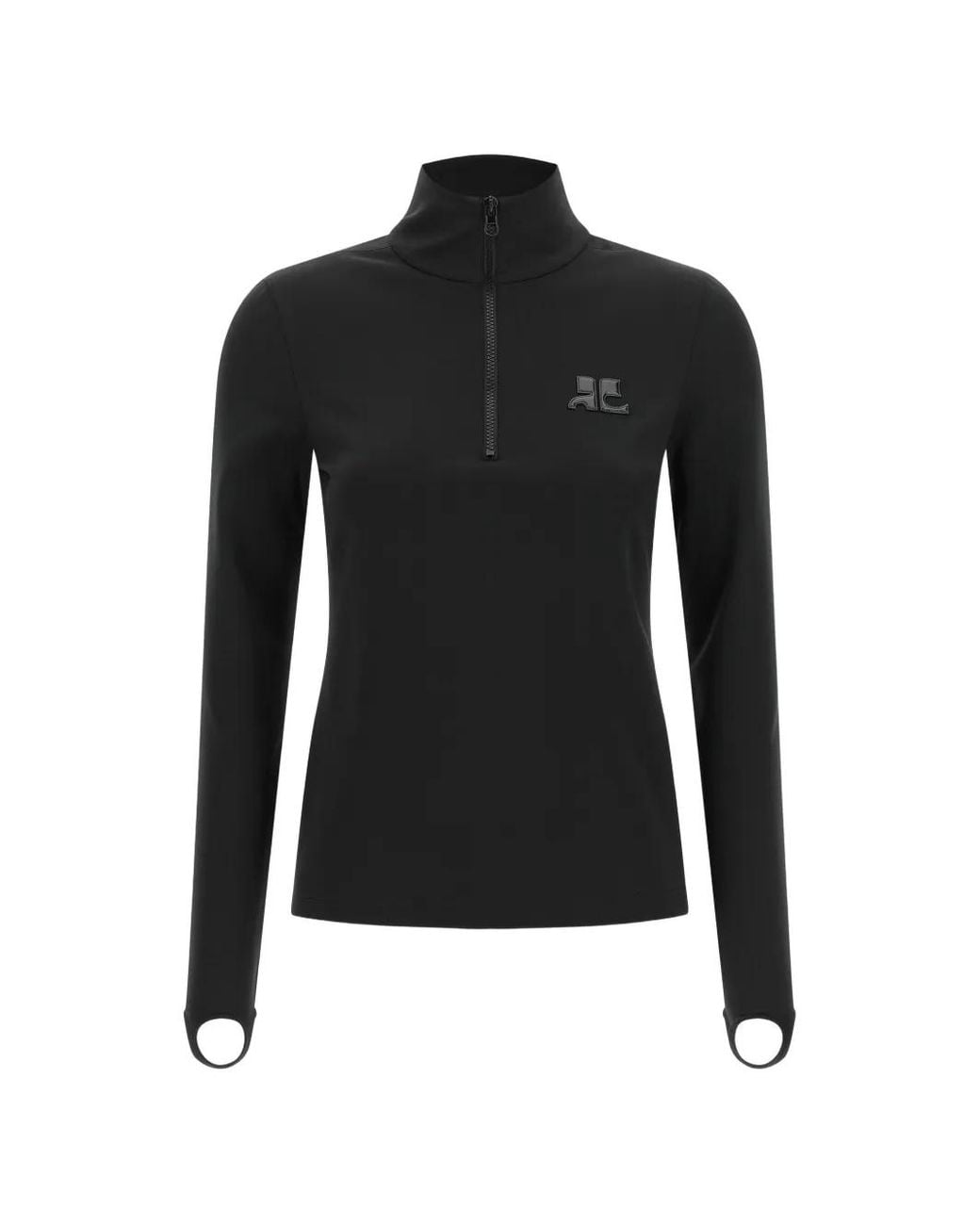 Courreges Black Second Skin Logo-Patch Sweater