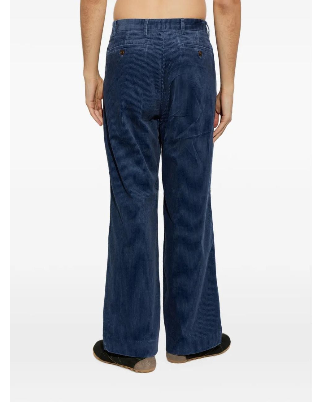 Paul Smith Blue Pleated Corduroy Trousers for men