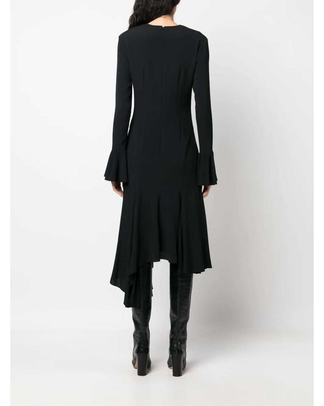 Blumarine Black Eyelet-Detail Asymmetric Dress