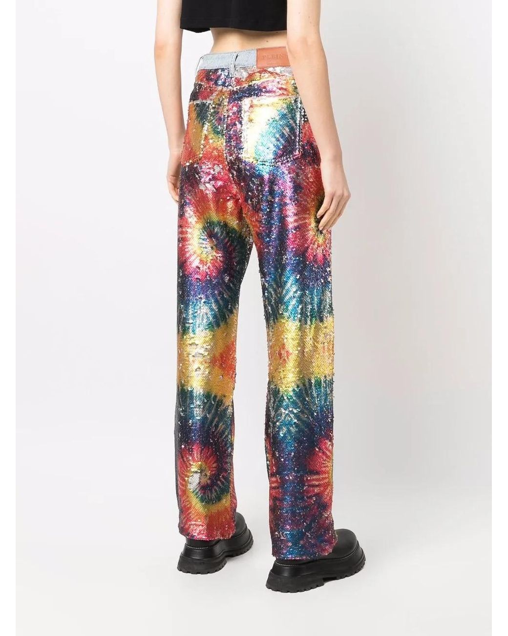 Philipp Plein Multicolor Tie Dye-print Sequinned Jeans