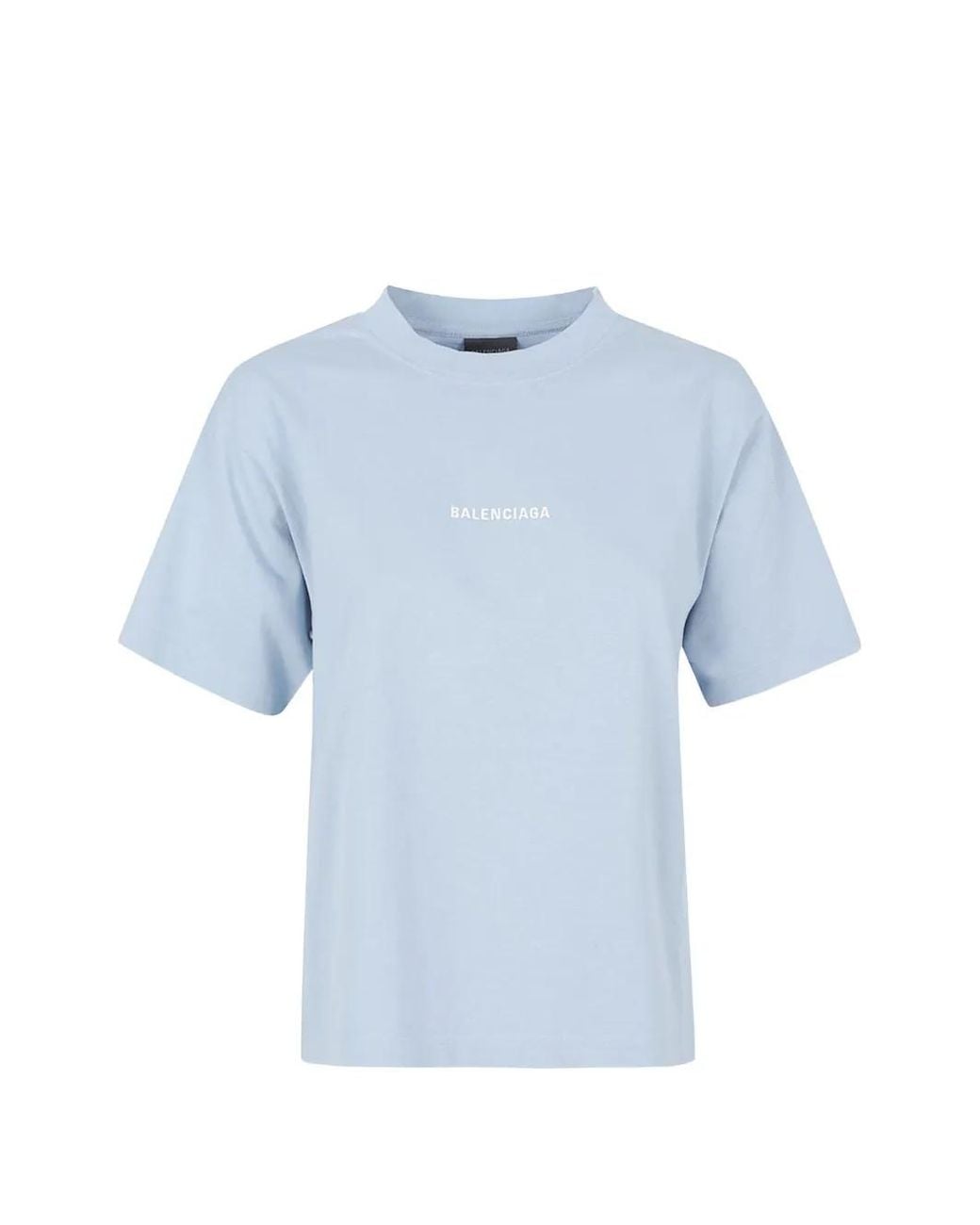 Balenciaga Blue Logo-Embroidered T-Shirt