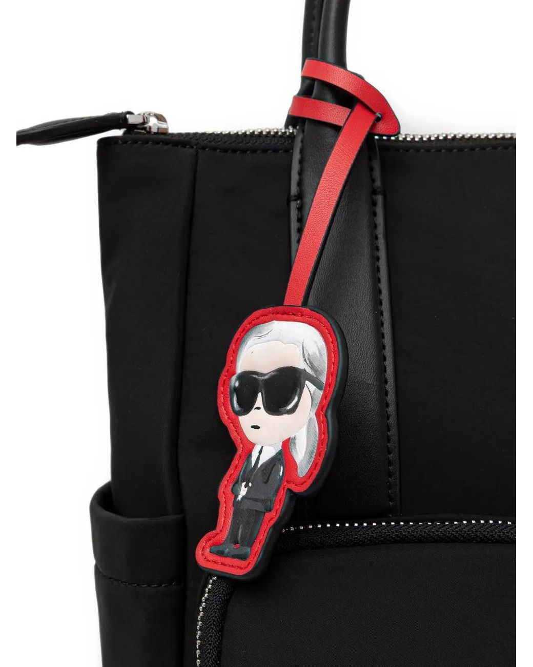 Karl Lagerfeld Black Logo-Plaque Ikonik Charm Backpack