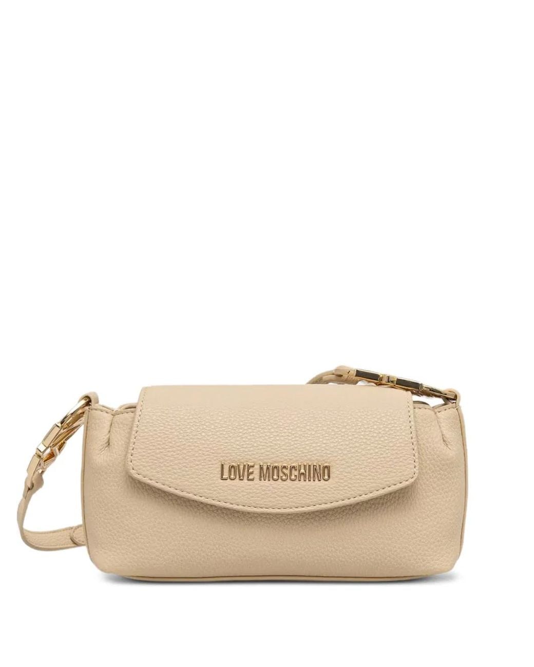 Love Moschino Natural Logo-Plaque Pebbled Cross Body Bag