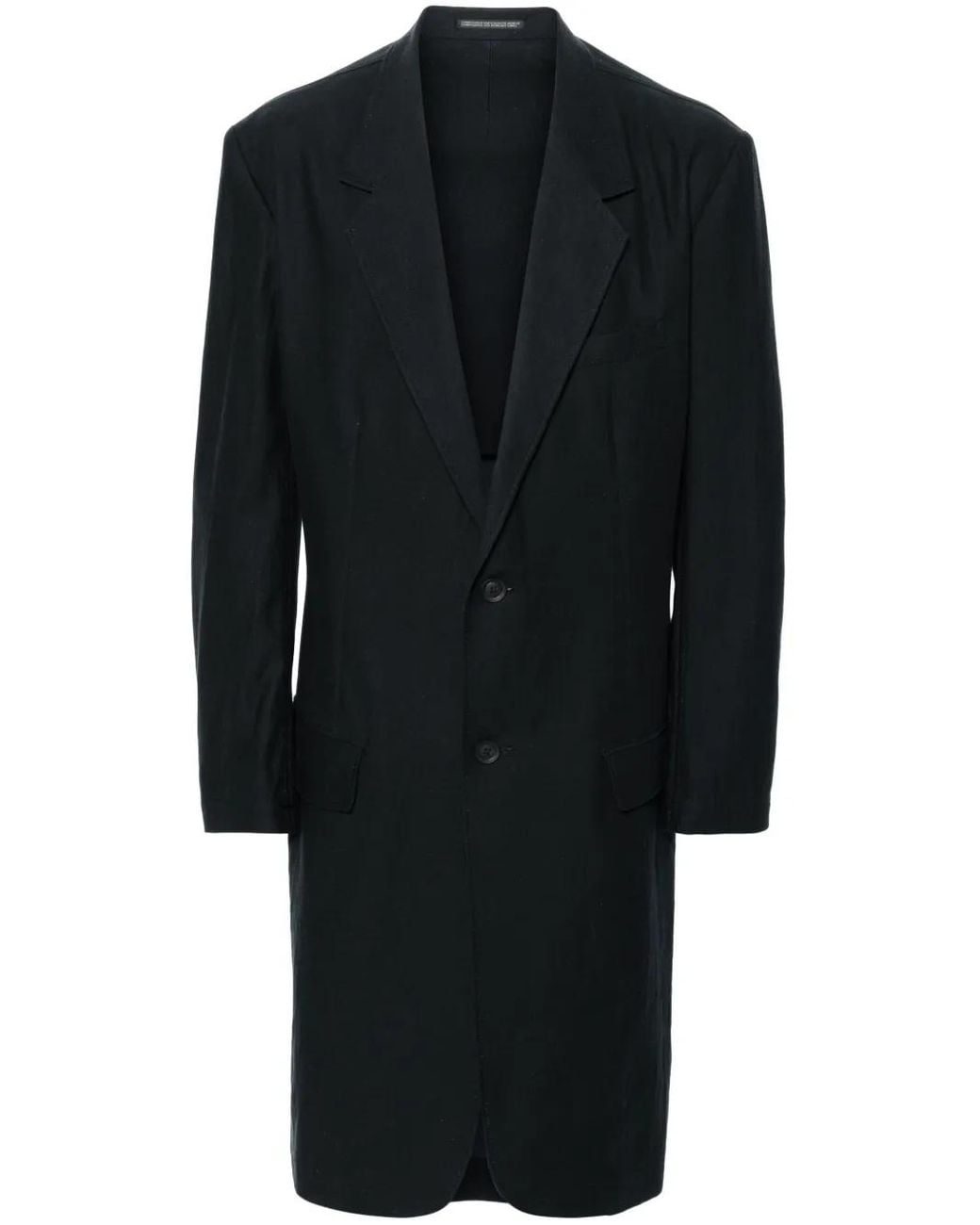 Yohji Yamamoto Black Graphic-Print Coat for men