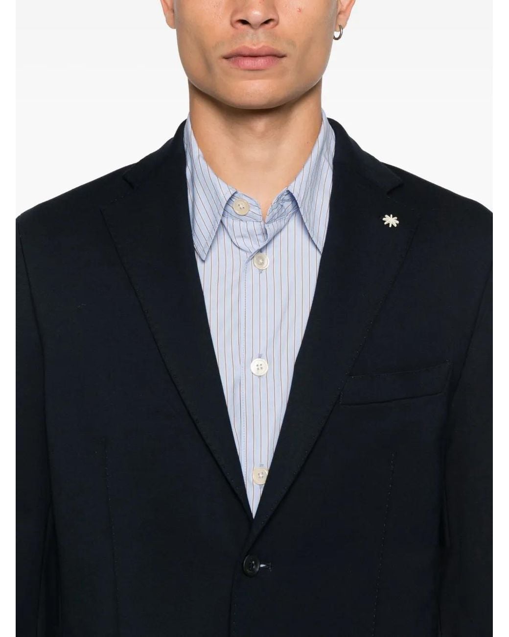 Manuel Ritz Blue Notched-Lapel Single-Breasted Blazer for men