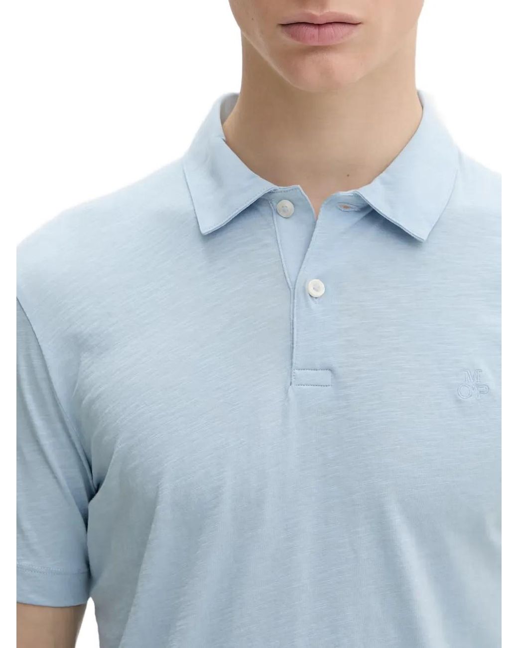 Marc O' Polo Blue Polo À Texture Flammée Et Logo Brodé for men