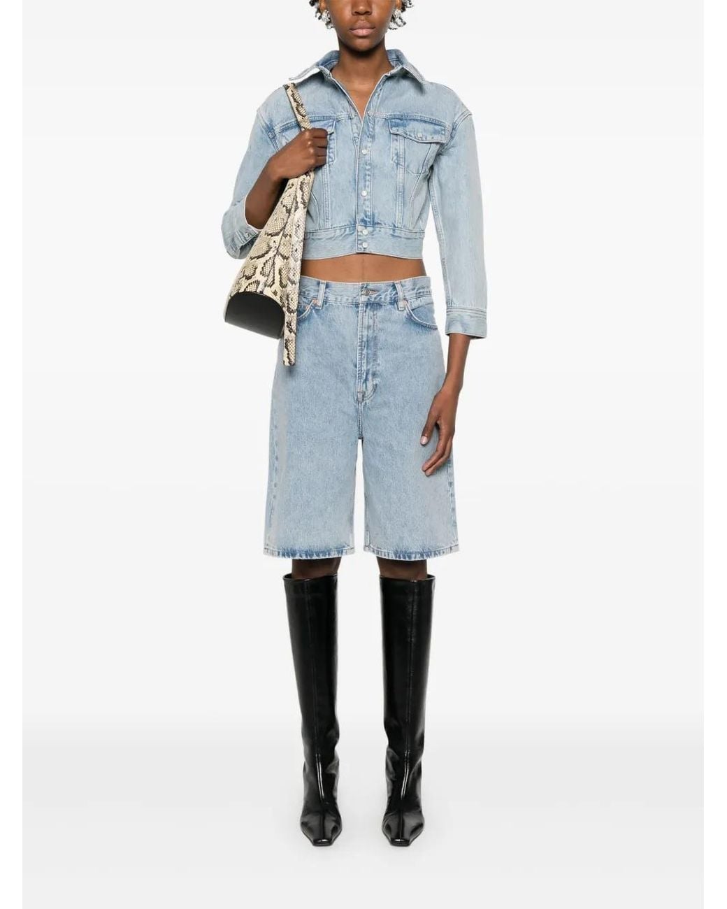 Wardrobe NYC Blue Cropped Denim Jacket