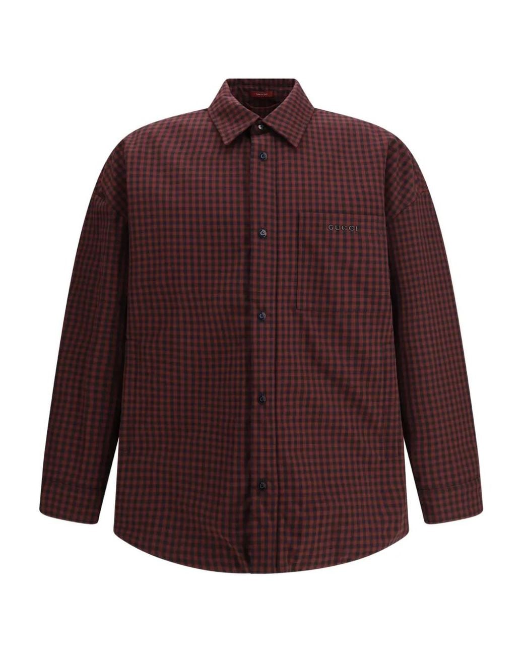 Gucci Purple Check-Pattern Cotton Overshirt for men