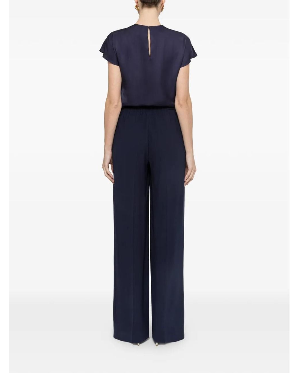 Nissa Blue Pleat-Detail Viscose Top