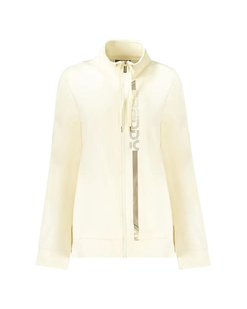 Freddy White Crystal-Embellished Mock-Neck Sweatshirt