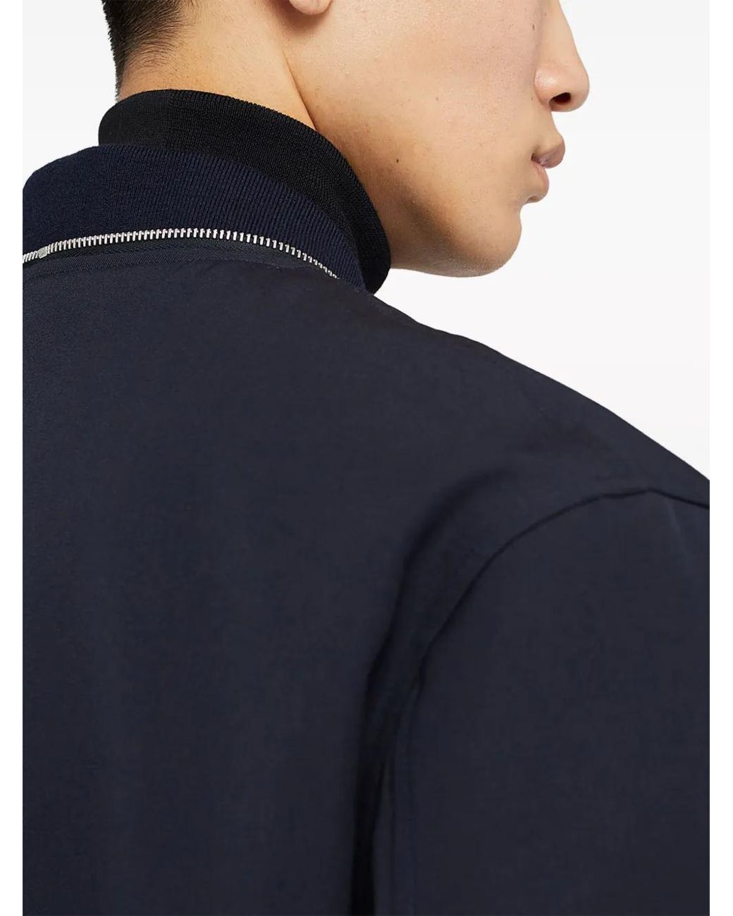Jil Sander Blue Zip-Embellished Wool Bomber Jacket for men