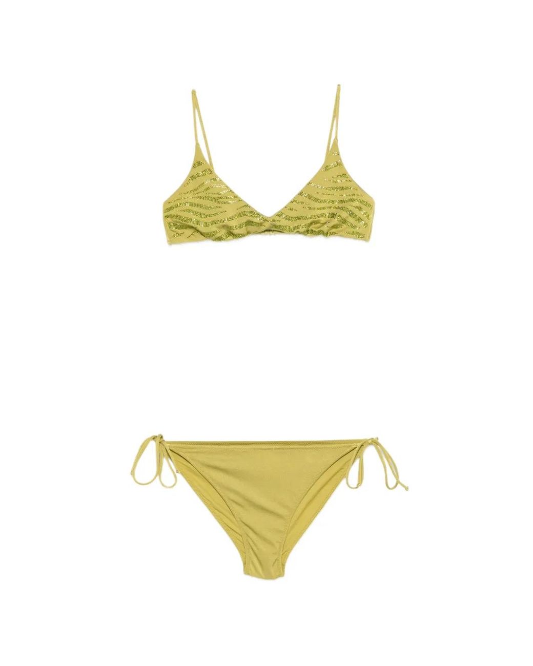 Mc2 Saint Barth Yellow Paloma Sequin-Embellished Zebra-Print Bikini