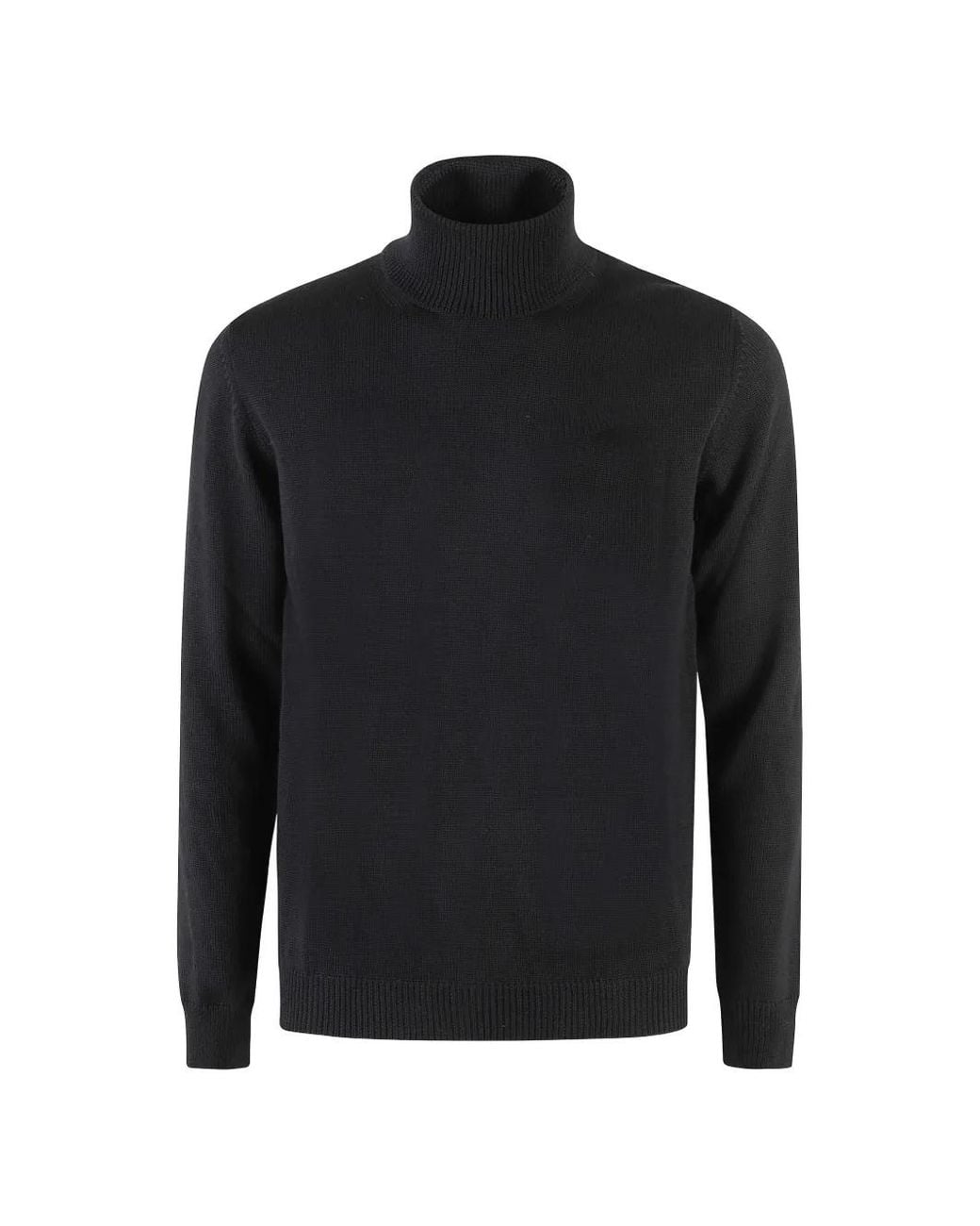 Roberto Collina Black Roll-Neck Knitted Sweater for men