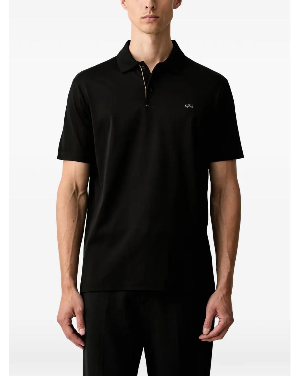 Paul & Shark Black Polo À Plaque Logo for men