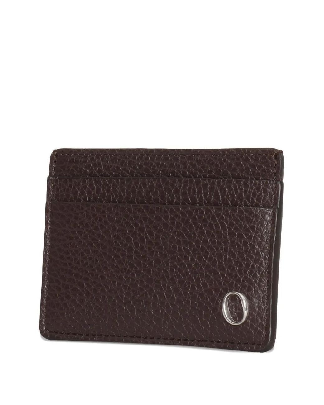 Orciani Gray Hammered-Leather Logo Cardholder for men