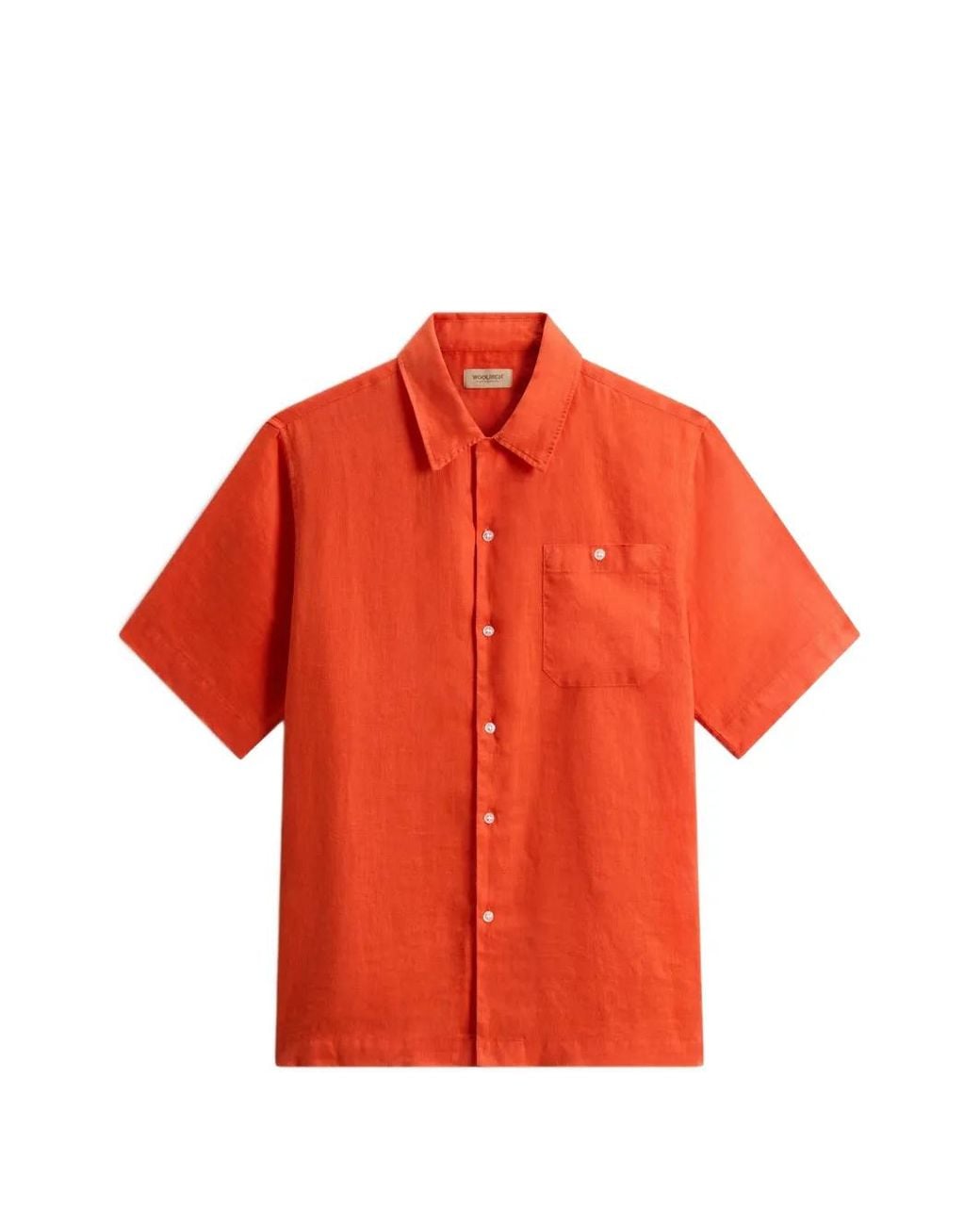 Woolrich Red Garment-Dyed Short-Sleeved Shirt for men