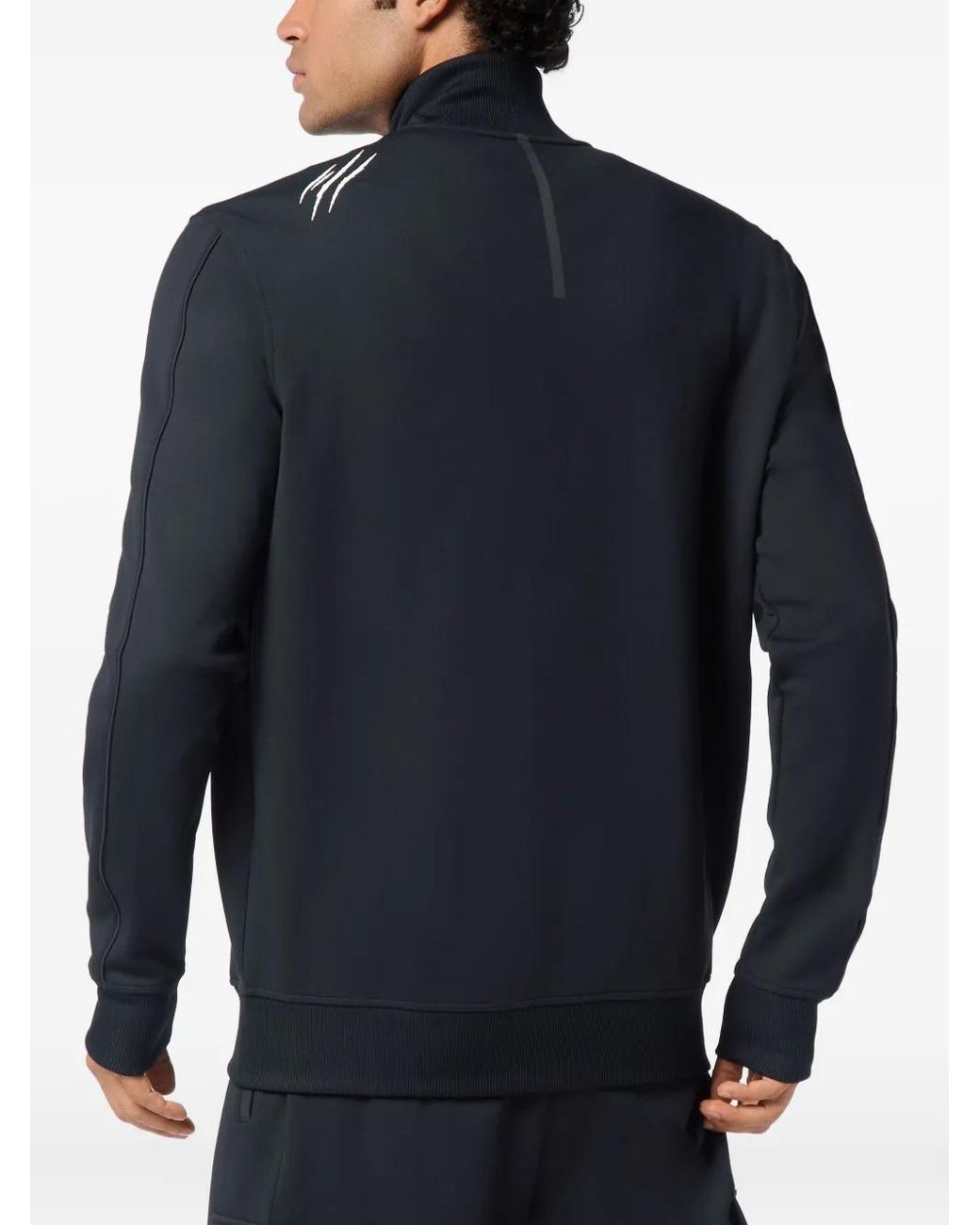 Philipp Plein Blue Scratch-Detail Zip-Up Jacket for men