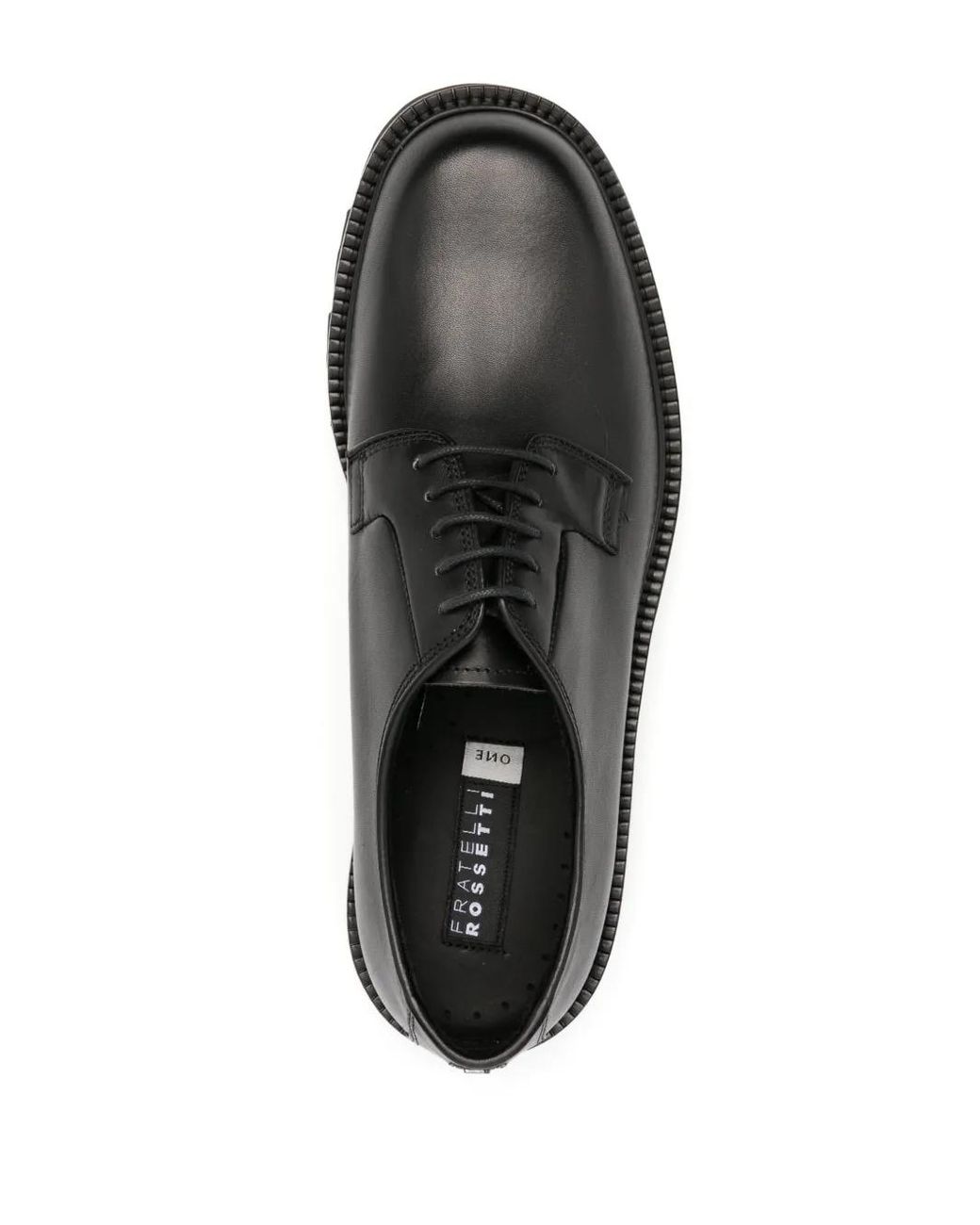 Fratelli Rossetti Black Logo-Plaque Leather Derby Shoes for men