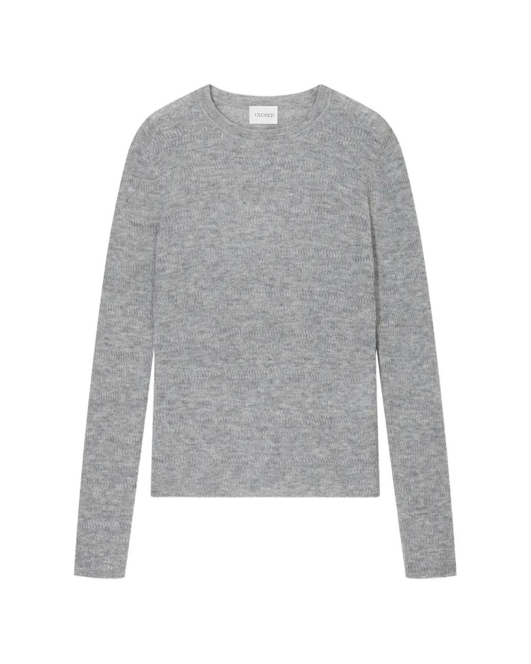 Closed Gray Textured-Knit Crew-Neck Sweater