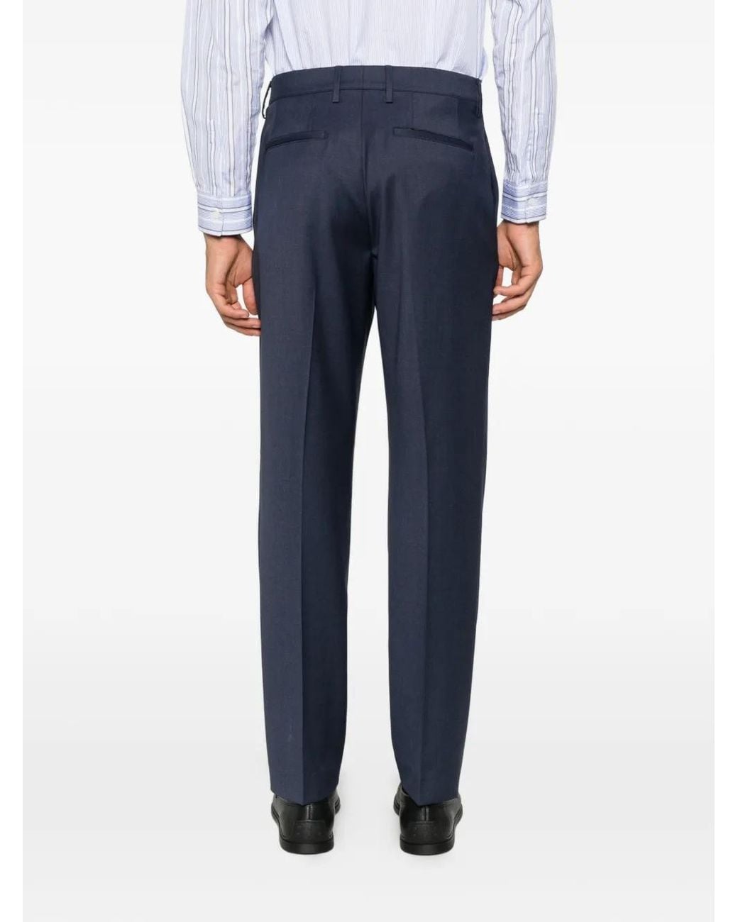 Canali Blue Pleated Tailored Trousers for men
