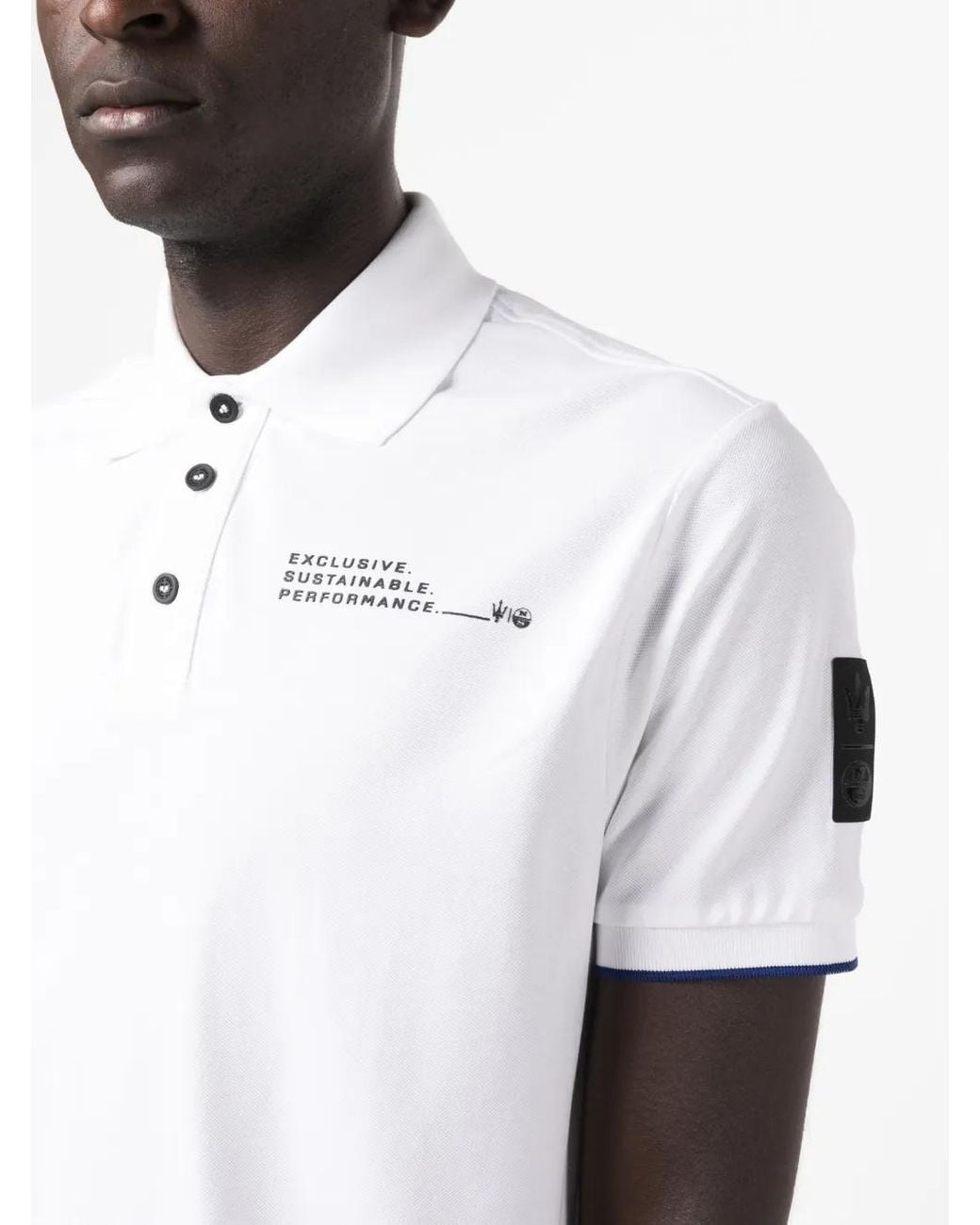 North Sails White Graphic-Print Cotton Polo Shirt for men