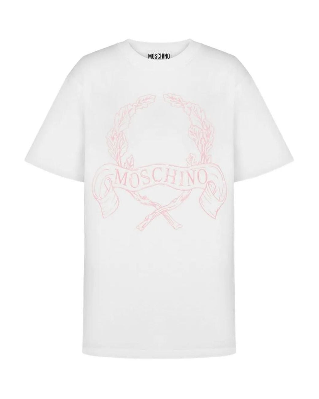 Moschino White Logo-Embroidered T-Shirt