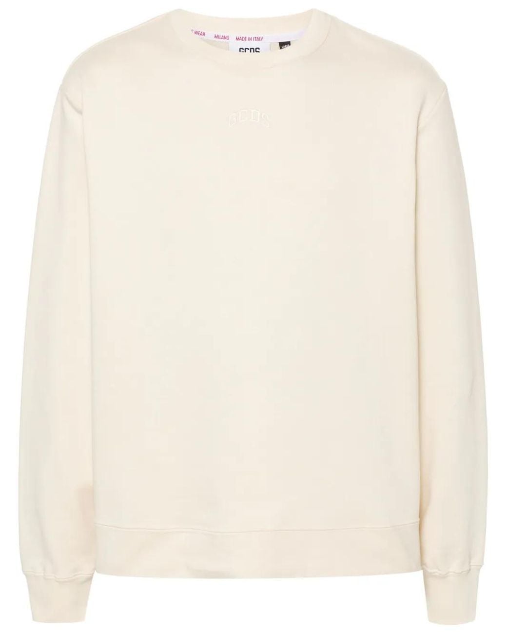 Gcds Natural Logo-Embroidered Cotton Sweatshirt for men