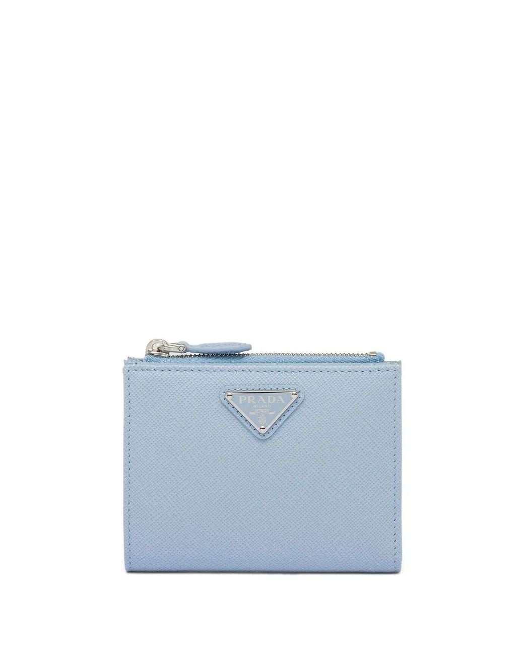 Prada Blue Small Saffiano Leather Wallet