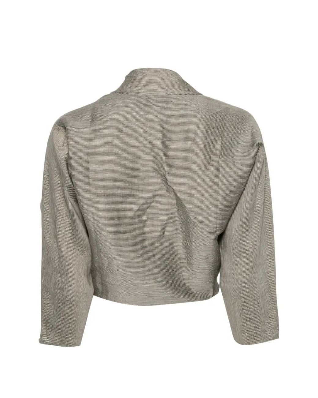 Cortana Natural Aria Stripe-Pattern Cropped Jacket