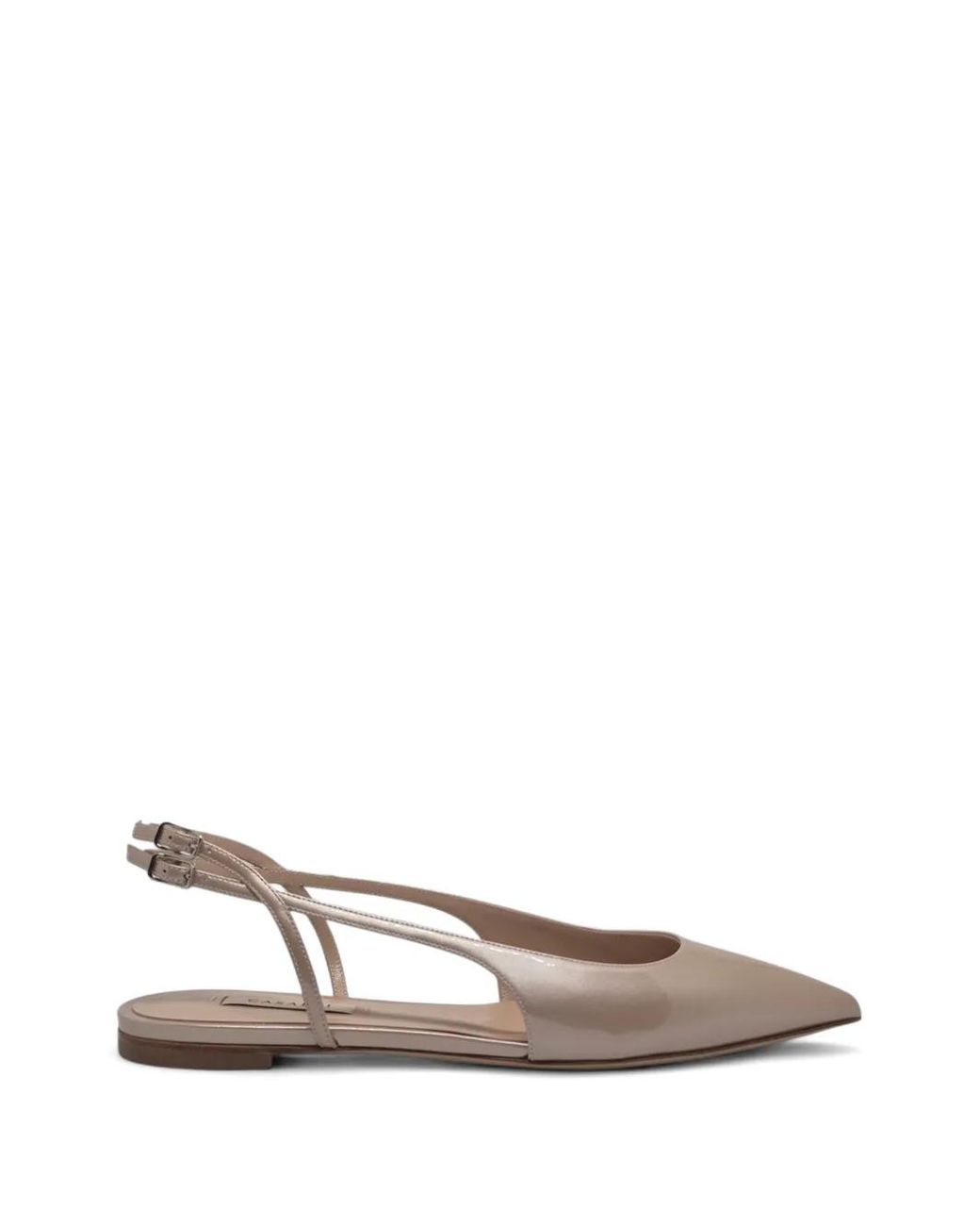 Casadei White Pointed-Toe Slingback Ballet Flats