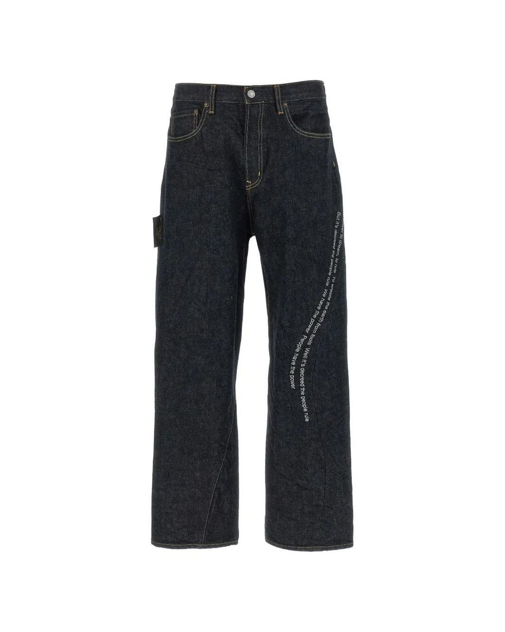 Undercover Black People Have The Power Embroidered Curved-Stitch Jeans for men
