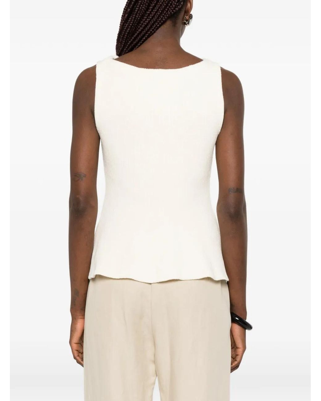 Rohe Ribgebreide Top in het White